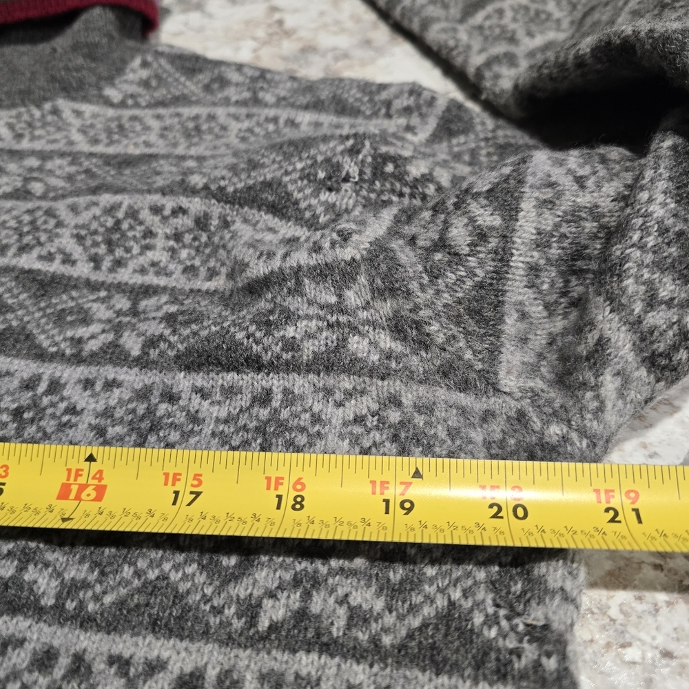 100% Lambswool Sweater Womens Sz L Old Navy Turtleneck Gray Orange Blue Stripes - Picture 6 of 9